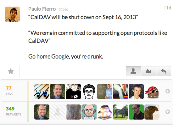 A Favstar page for the tweet, showing 77 favourites and 349 retweets