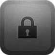 The LockMe app icon — a padlock on brushed dark metal